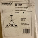 Nuvo Sonoma Bronze Finish Three Light Chandelier W/champagne Linen Wash Glass. Fixed Price $55.25.