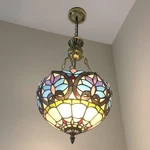 Victorian Style Stained Glass Inverted Pendant Light Chandelier Ceiling Lamp. Fixed Price $111.86.