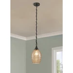 Mini Pendant Aged Bronze Textured Glass Ceiling Lighting Fixture. Fixed Price $49.00.