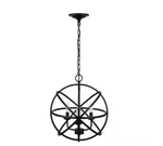 L4- Sarolta Sands 3-LIGHT Black Chandelier With Caged Globe Metal Shad. Fixed Price $79.00.