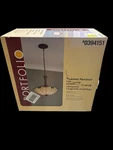 Portfolio Classy Large 3-BULB 18" Inverted Pendant Light W/tiffany Style Glass. Fixed Price $150.00.