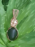 Apache Tear Az Dimond Copper Wire Wrapped Pendant. Fixed Price $40.00.