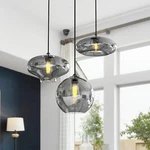 Modern 3 Glass Pendant Smoky Gray Globe Cluster Chandelier. Fixed Price $107.99.