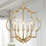 5-LIGHT Gold Farmhouse Pendant Hanging Fixtures, 22" Rustic Globe Chand.... Fixed Price $230.49.