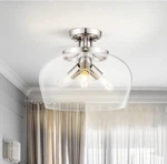 Merra 3-LIGHT Blushed Nickel Semi Flush Mount Ceiling With Glass Shade M90. Fixed Price $53.10.
