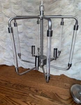 Quorum Lighting Lucite Pendant Chandelier, 3-LIGHT Acrylic Fixture, Satin Silver. Fixed Price $158.00.
