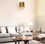 Merra Modern 1-LIGHT Gold Pendant With Tiered Unique Crystal Shade 1009402890. Fixed Price $35.99.