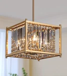 Q&s Gold Chandelier,modern Industrial Square Crystal Chandeliers 4 Light.... Fixed Price $181.79.