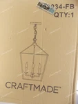Craftmade 52934-FB Neighborhood Flynt Foyer Pendant Ceiling Lighting, Flat Black. Fixed Price $135.00.