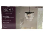 Home Decorators North Falls 5-LIGHT Black Tiered Pendant W Crystal Shade. Fixed Price $99.99.