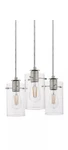 Hampton Bay Pendant 3-LIGHT 14.25" Brushed Nickel W/ Clear Cylinder Glass Shades. Fixed Price $89.00.