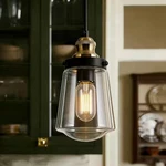 Uolfin Modern Kitchen Island Chandelier Pendant Light Black & Brass Glass Shade. Fixed Price $37.99.