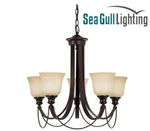 Sea Gull 27" 5 Light Park West Chandelier, Burnt Sienna & Cafe Glass, 31497-710. Fixed Price $189.98.