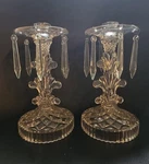 *rare Find* Pair Vtg Shabby Chic Crystal Taper Candle Holders Dangly Chandelier. Fixed Price $35.00.