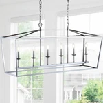 Jonathan Y Pagoda 49 In. 6-BULB Chrome Farmhouse Lantern Metal Led Pendant. Fixed Price $105.00.