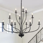 Black 12 Light, Large Modern Farmhouse Chandeliers For Dining Room.... Fixed Price $185.29.