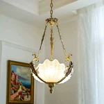French Vintage Brass Chandelier Antique Glass Pendant Light Victorian Ceiling. Fixed Price $450.00.