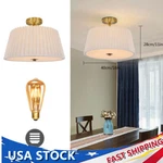 Fabric Shade Semi-flush Mount Ceiling Light Mental 16IN White Drum. Fixed Price $57.93.