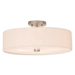 Livex Meridian 4 Light Ceiling Mount, Nickel/oatmeal Color Hardback 52136-91. Fixed Price $235.96.
