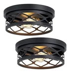 Contemporary Black 2-LIGHT Ceiling Fixture, Ideal For Kitchen, Hall, And Bedroom. Fixed Price $49.99.