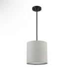 Monteaux Lighting 10-IN, Black Drum Pendant Fixture W/ Linen Shade. Fixed Price $30.00.