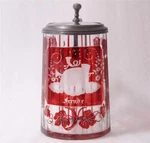 Antique German/bohemian Glass Beer Stein Flashed Ruby Red Music Theme C1870S. Fixed Price $165.00.
