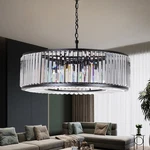24" Black Luxury Crystal Chandelier Lighting Round Ceiling Fixture Pendant. Fixed Price $182.99.