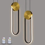 Modern Pendant Lights Fixtures Set Of 2, Led Black And Gold Dimmable .... Fixed Price $97.00.
