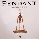 Hampton Bay Hanging Pendant Bamboo Finish Frosted Glass Steel Construction New. Fixed Price $49.50.