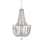 Kenroy Home Dumas 3-LIGHT Weathered White Wood Bead Chelier. Fixed Price $277.20.