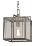 Trans Globe 12' Wide Caged Pendant Light Brushed Nickel Glass Panels 10211BN. Fixed Price $124.99.