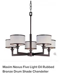 Maxim Nexus Five Light Oil Rubbed Bronze Drum Shade Chandelier New But Box Open. Fixed Price $45.90.