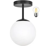 6" Mid Century Modern Globe Semi Flush Mount Ceiling Light Fixture Frosted Gl.... Fixed Price $57.81.