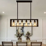 Kitchen Island Pendant Lighting 6LIGHT Black Metal Industrial Bar Chandelier Fix. Fixed Price $133.74.