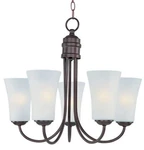 Maxim Logan 5 Light Iron Chandelier Oil Rubbed Bronze Finish Frosted Glass. Fixed Price $99.00.