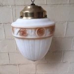 Antique Satin Milk Glass Pendant Globe Light Shade W Brass Gallery Lamps 1920'S. Fixed Price $114.42.