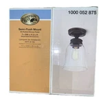 3 Hampton Bay Semi-flush Mount Oil-rubbed Bronze Clear Glass Shade 7" X 11.2". Fixed Price $30.00.