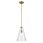 Kichler Everly 10.25 In. 1-LIGHT Natural Brass Cone Pendant With Seeded Glass. Fixed Price $84.95.