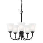 Designers Fountain Bronson Light Chandelier, Black/frosted D278M-5CH-MB. Fixed Price $111.90.