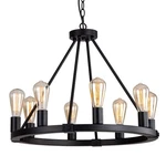 9MMML 23.6" 8 Lights Wagon Wheel Chandelier,black Metal Round Industrial Vint.... Fixed Price $156.58.