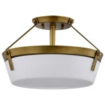 Nuvo Lighting Rowen Semi Flush Mount, Brass/etched White 60-7753. Fixed Price $296.99.
