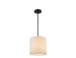 Monteaux 10 In. 1-LIGHT Black Drum Pendant Fixture With Linen Shade. Fixed Price $27.50.