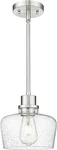 Modern 8" Brushed Nickel Pendant Light With Seeded Glass Shade For Any Room. Fixed Price $90.99.