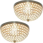 Elegant Designs Elipse Crystal 13" 2-LIGHT Flush Mount Antique Brass 2-PACK. Fixed Price $64.90.
