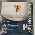Hampton Bay Vista Heights 8 1-LIGHT Aged Brass Semi-flush Mount Ceiling. Fixed Price $24.00.