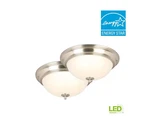 Commercial Electric 13 Led Brushed Nickel Flushmount Ceiling Light 2 Pack. Fixed Price $39.90.