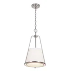 Alsy 1-LIGHT Brushed Nickel Oversized Caged Pendant W/ Linen Shade. Fixed Price $26.99.