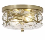 Lamqee 12 In. 2-LIGHT Brass Gold Flush Mount Water Ripple Glass Ceiling. Fixed Price $34.00.