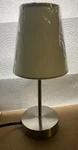 Simple Designs LT2013-WHT Mini Basic Sand Nickel Table Lamp With Fabric Shade. Fixed Price $7.99.