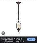 Savoy House 7-6722-1-213 Pendant Light. Fixed Price $89.00.